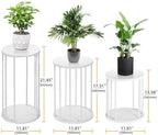 Plant Stand Indoor,small plant stool,Flower Pot Corner stand holder,Mid Century Heavy Duty Metal Tall Home Decor,Modern Round End Table,Small Rustic Display Stand for Living Room,Bedroom (White,3 Packs) - Image 4