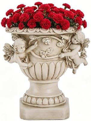 Cherub Angel Planters, Cherub Planter Flower Pots with Drain Hole for All House Plants, Patio Yard Decor, Polyresin, 8.46" H by Floryden