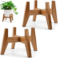 Wooden Plant Stand Indoor, Acacia Wood Mid Century Planter Stand, 2 Pack by RainbleLand