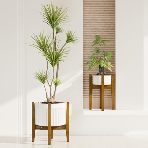 iDavosic.ly Adjustable Bamboo Plant Stand 2 Pack, Fits 8-12 Inch Pot, Brown by iDavosicly