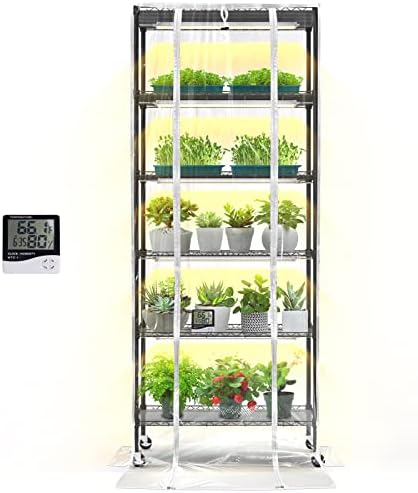 Bstrip 6-Tier Indoor Greenhouse with Grow Light, 29.5x13.8x71in by Bstrip