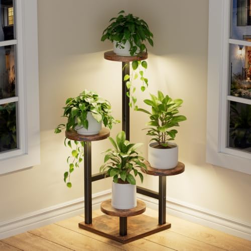 Yzosvki Plant Stand with Grow Light, Tiered Plant Shelf for Indoor Plants by Yzosvki