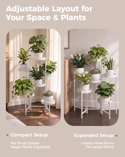 Bamworld Plant Stand Indoor Outdoor 6 Tier Corner Plant Shelf Metal Holder - Image 5