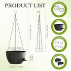 12 Inch Hanging Baskets 2 PC with Chains, Self-Watering Hanging Planters for Indoor Outdoor Plants, Plastic Hanging Flower Pots,Black - Image 2