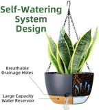 Hanging Planters, 3 Pack, Self-Watering, 10 Inch, Grey - Image 2