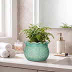 6 Inch Pots for Plants, Ceramic Plant Pot, Crack Lake Green - Image 7