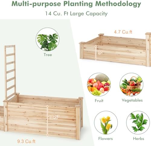 HAPPYGRILL Raised Garden Bed with Trellis & Open Base Design - Image 7