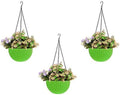 Plastic Hanging Flower Pots –Planters with Chain, 7.1 Inch Diameter, for Indoor Outdoor Balcony Garden, Lightweight Plant Holders for Home Decor Set of 3 (Green) by Unknown