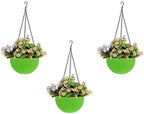 Plastic Hanging Flower Pots –Planters with Chain, 7.1 Inch Diameter, for Indoor Outdoor Balcony Garden, Lightweight Plant Holders for Home Decor Set of 3 (Green) by Unknown