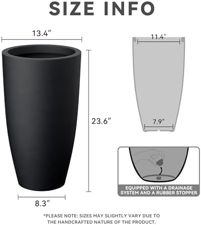 Kante Set of 2 Black Concrete Round Planters 23.6" Tall Home & Outdoor - Image 2