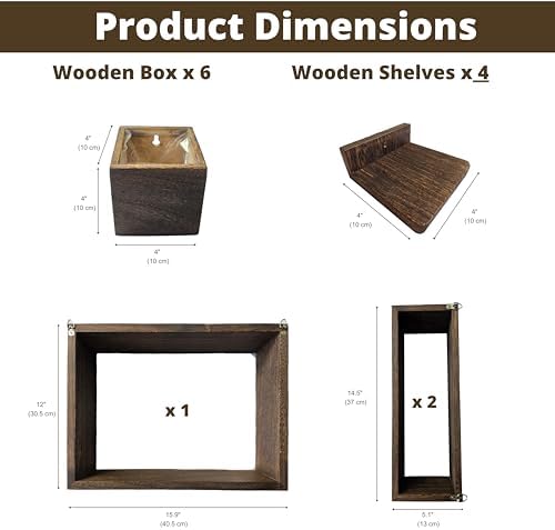 LaLaGreen Wooden Floating Shelves (13-Piece Set) Indoor Wall Mounted Plants - Image 4