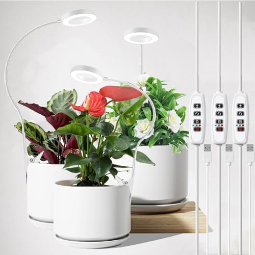 Grow Light, Plant Light for Indoor Plants, Full Spectrum Desk Clip On Grow Lamp with Automatic Timer for 3H/8H/12H, 10 Dimmable Levels, 3 Pack by GOADROM