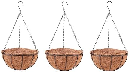 LaLaGreen Hanging Planters with Coco Liners (12 Inch, 3 Pack) Hanging Baskets for Plant Outdoor, Hanging Plant Pot Flower Metal Wire Round Holder Hanger Hook Chain Deck Porch Garden Balcony Boho Decor by L%C3%A1L%C3%A1Green