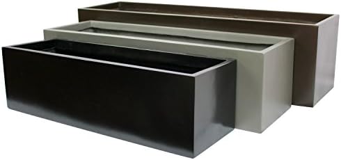 Brisbane Rectangle Fiberglass Planter Box (L:48" x W:18" x H:20", Metallic Brown) - Image 3