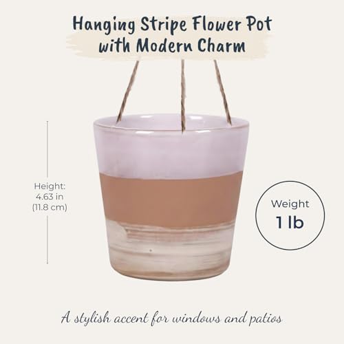 Hanging Stripe Rings 6.5" Flower Pot, Multi Color - Image 3