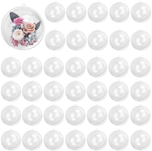 39 Pcs 4 Inch Clear Acrylic Fillable Balls, Christmas DIY Fillable Ornaments Balls, Acrylic Ornaments Ball for Christmas, Holidays, Weddings, Parties, and Home Decor by KUKLIPJIM