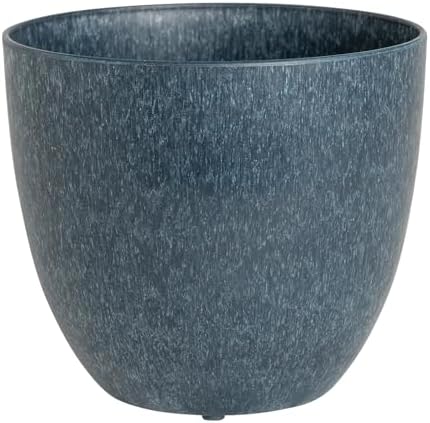 Root & Vessel Bola Round Planter, Self-Watering Outdoor & Indoor Planters, Shimmery Metallic Finish, Eco-Friendly Organic Fiber & Plastic Material, Navy Blue, 9" by Root+%26+Vessel