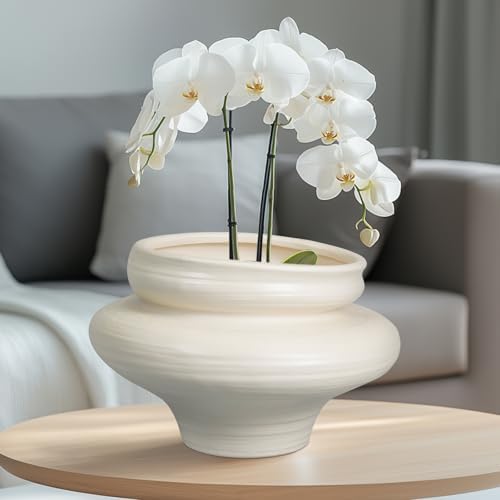 Ceramic Plant Pots 11 Inch - Bonsai Large Planters for Indoor Plants with Drainage Hole, White Planter for Home Garden Patio Office, Gift for Women Men - Image 4
