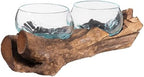 Cape Craftsmen Set of 2 Terrariums | Hand-Blown Blue Tinted Bubble Glass On Natural Teak Driftwood Terrarium | Home Décor Indoor Planter with Stand | Pot for Succulent and Plants - Image 2