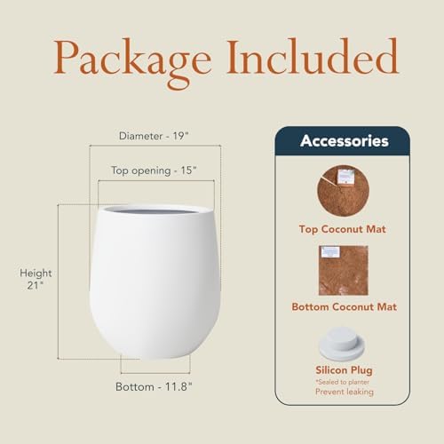KUTE NEST 19" Premium Large Corso Fiberstone Outdoor Planter - White - Image 2