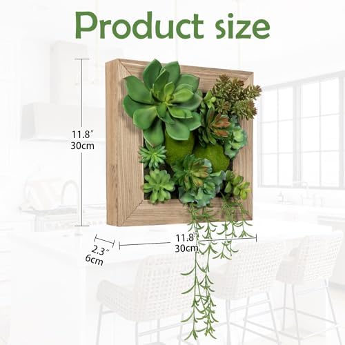 GnFlus Artificial Succulent Wall Decor Fake Hanging Succulents with Wood Plant Box, Succulent Plants Artificial 3D Wooden Wall Decor Faux Hanging Plants Indoor Succulents Arrangement - Image 3