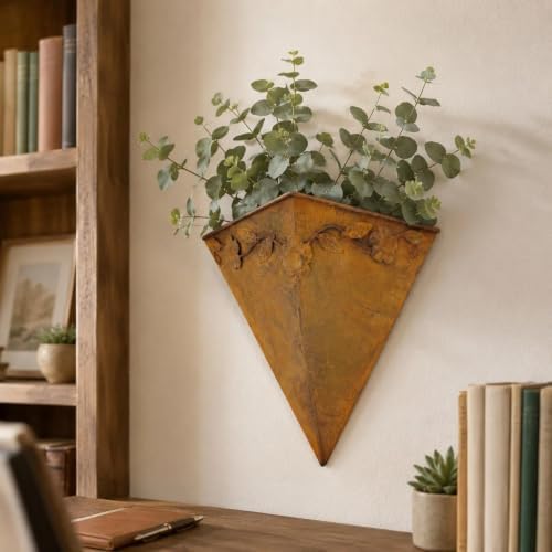 LOGOFUN Rustic Metal Wall Planter Cone Shaped Hanging Flower Pot - Image 7