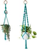 Set of 2 Macrame Plant Hanger Disco ball decor Hanging planters for indoor plants Cool gifts for plant lovers Boho plant pots plant stand indoor Hanging planters for outdoor plants (Ocean Teal) by HandmadeByUruba