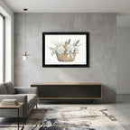 Framed Canvas Wall Art Watercolor Floral Wicker Basket White Hydrangeas Canvas Print Poster Black Frame Wall Decor for Living Room Bedroom Pussy Willow, Grace Decor - Inch 16x20 - Image 4