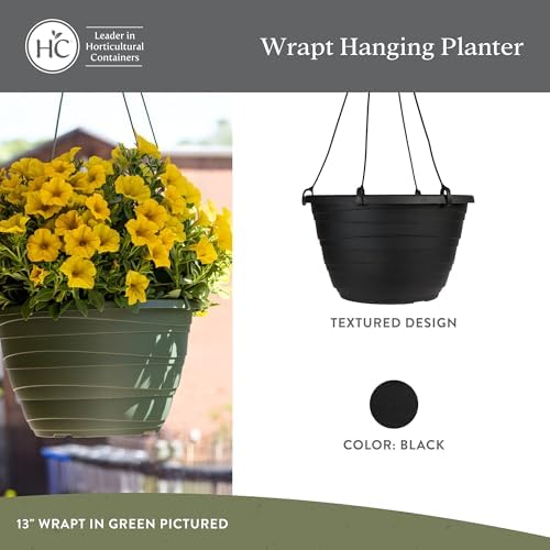 The HC Companies Wrapt Hanging Planter, 13 Inch, Black, 2-Pack - Image 2