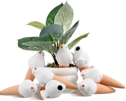 Sliner 8 Pcs Bird Plant Self Watering Globes Terracotta Spikes, White by Sliner
