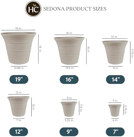 The HC Companies 12 Inch Sedona Round Self Watering Planter - Decorative Lightweight Plastic Plant Pot for Indoor Outdoor Plants Flowers Herbs, Cottage Stone (Pack of 3) - Image 4