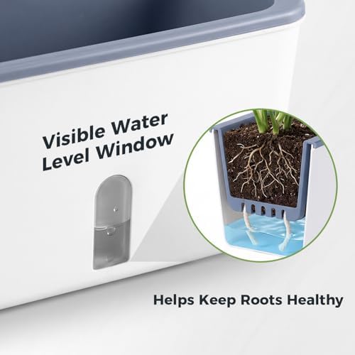 4 Pack Rectangular Planter 17 x 4.5 in Self Watering Planter Window Sill Planters Indoor Rectangle Planter Self Watering Pots Plastic Plant pots with Drainage Holes White Flower Pot Indoor - Image 6