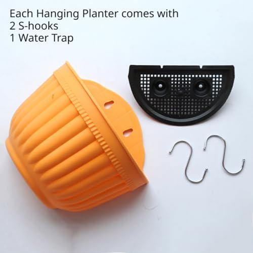 4 Pcs Hanging Planters Flower Pot, Colorful Resin Wall Plant Basket Flower Hanger, Indoor Outdoor Detachable Hook Bucket Plants Holder for Garden Balcony Fence Window Trellis Mounted (Multicolour7) - Image 2