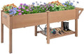 ketive Raised Garden Bed with Legs Outdoor,Elevated Garden Box,Storage Shelf, Protective Liner for Backyard,Patio,Balcony,80x23x30in (Brown) by Ketive