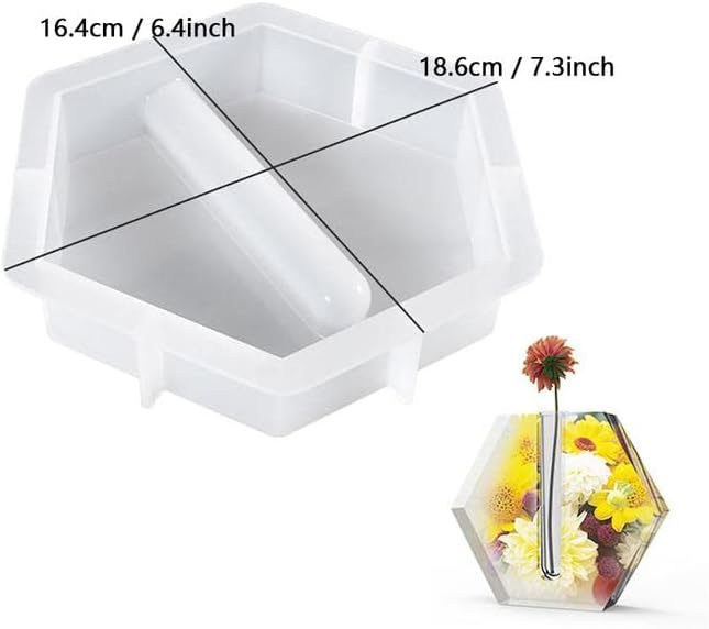 Resin Molds Vase Plant Propagation Station Epoxy Silicone Molds with 12 Test Tubes Hydroponic Flower Holder Home Office Decoration (Round, Semicircle, Oval, Dodecagon) - Image 4