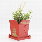 3D Printed Planter Chinese Takeout Box - Set of 3 with (Free) Trays and Chopsticks - Plant Pot with Drainage Decor, Oyster Pail planters Plant - Made in USA - Image 7