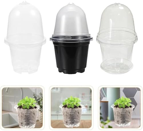 3.5/4/5” Nursery Pots with Humidity Dome, Square Seedling Pots Thickened Hardened with Tray, Plastic Seedling Containers for Indoor Outdoor Plant Germination(ligjt Grey,15PCS-3.5IN) - Image 4