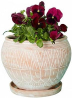 Small Terracotta Pot with Terracotta Saucer, Plant Pot with Drainage, Engraved Boho Rangoli Design, 8 Inch Plant Pot - Image 4