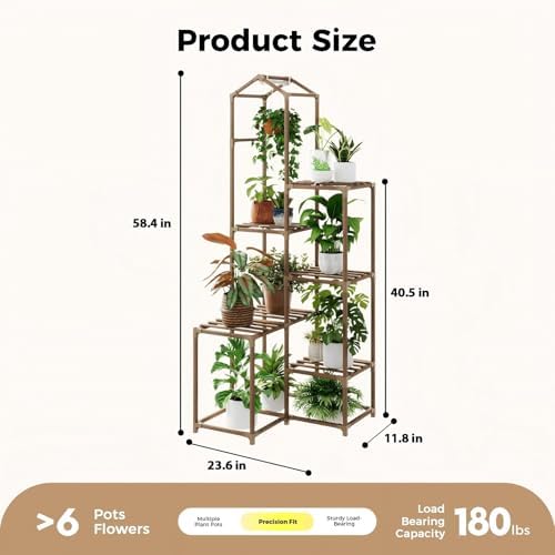 Bamworld Tall Corner Plant Stands with Grow Lights Indoor Outdoor Plant Shelves for Multiple Plants Display Haning Planter Living Room Pation Garden Decor - Image 2