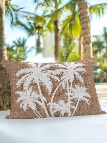 Throw Pillow 12x20 Inch, Tropical Palm Tree Waterproof Outdoor Pillow Covers for Patio with Insert, Vintage Brown Exotic Botanical Plants Decorative Pillowcase Cushion for Couch, Sofa, Bed, Garden - Image 7