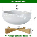 MUZHI Ceramic Lotus Bowl Planter with Bamboo Stand 8” for Aquatic Plant Seeds, Decorative Water Lily Flower Pot for Lotus Seed Planting in Water No Drainage Hole - Image 2