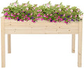 48" Wooden Elevated Garden Planters Box,Rectangular Indoor/Outdoor Flower Pot,Large Planting Planter Boxes,Vertical Flower Pot Stand,with Wood Legs,for Patio Porch Lawn Yard (Natural) by Unknown