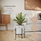 EverNest Tristan White with Black Boho Pattern Plant Pot with Loki Stand, SelectBase Indoor Planter, Neutral Home Decor, Minimalist Artistic Boho Plant Pot (Large, Black) - Image 2