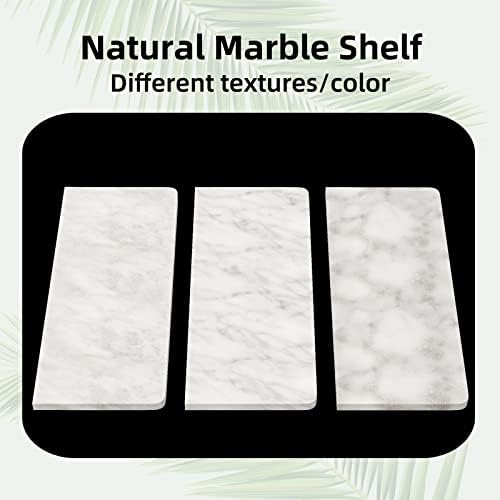 Gypie Toilet Paper Holder with Marble Shelf, Wall Mount, Double Black - Image 4