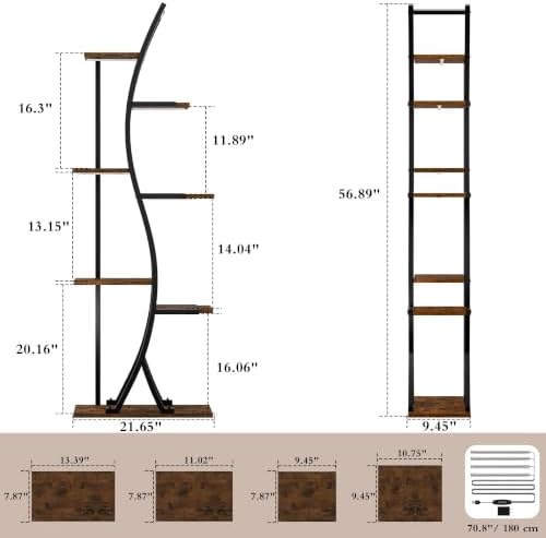 56" Plant Stand Indoor with Grow Lights, 7 Tiered Tall Metal Plant Shelf - Image 2