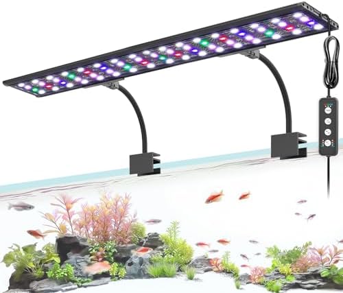 AQQA Clip On Aquarium Light, 24/7 & DIY Mode Full Spectrum Fish Tank Light by AQQA