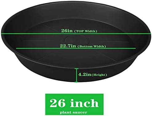 2 Pack of 25 26 inch Plant Saucer Round, 4.2" Depth Tray, Large Plant Saucers 24" 26" for Pots, Heavy Duty Plastic Flower Plant Water Trays for Indoors Outdoor, Plant Drip Trays (Black) - Image 2