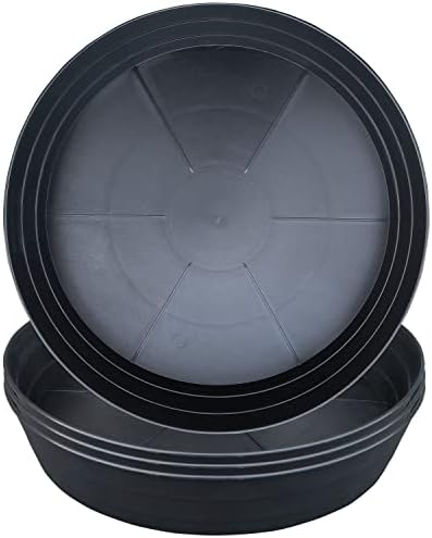 16 Inch Large Plant Saucers, Extra-Deep 2.3 in Black Drip Trays for Flower Pot, Heavy Duty Drainage Tray for Indoors No Holes, 4 Pack Plastic Planter Plate Water Catcher for Pots Base 12 13 14 in by MARYJANESPALACE