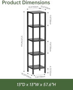 SMIBUY Bathroom Storage Shelf, 5-Tier Bamboo Rack Organizer, Multifunctional Shelving Unit for Living Room Bedroom Kitchen (Black) - Image 2