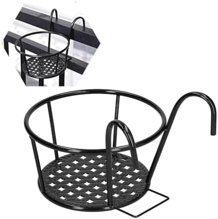 Thickened Iron Hanging Plant Rack European Style Railing Flower Pot Holder for Balcony Windowsill, Hang Plant & Pothos Indoor Storage Shelf(Black) - Image 4